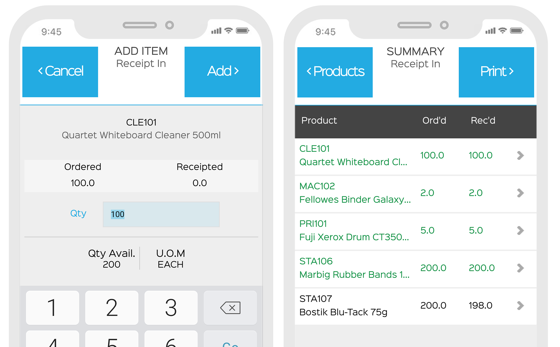  create purchase orders in the EZEMobile app by barcode scanning products