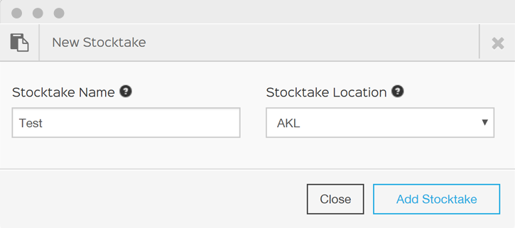 Create stocktakes on the dashboard