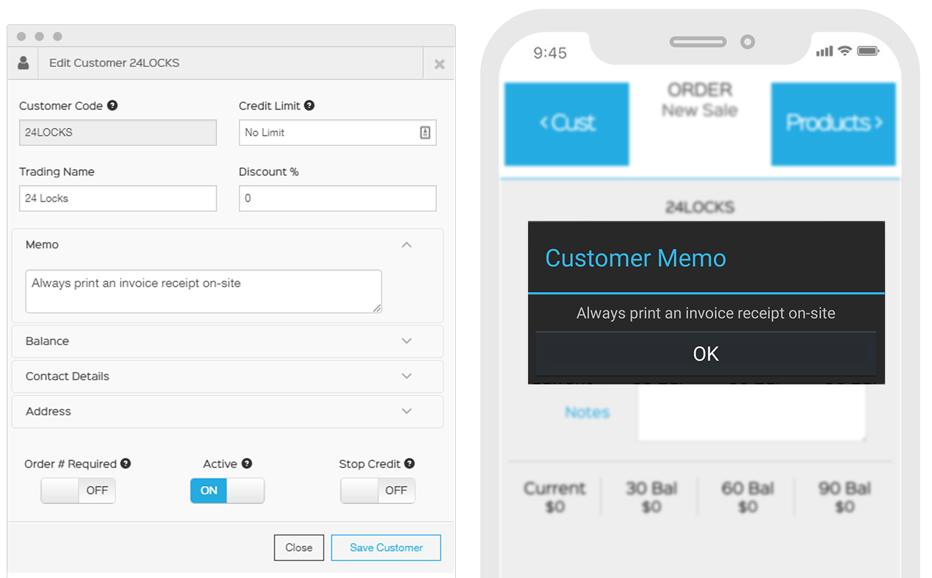  create sales orders on the EZEMobile Dashboard