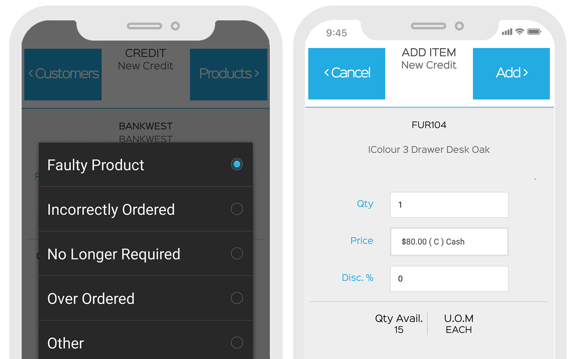 create credit notes using the EZEMobile mobile applicaiton