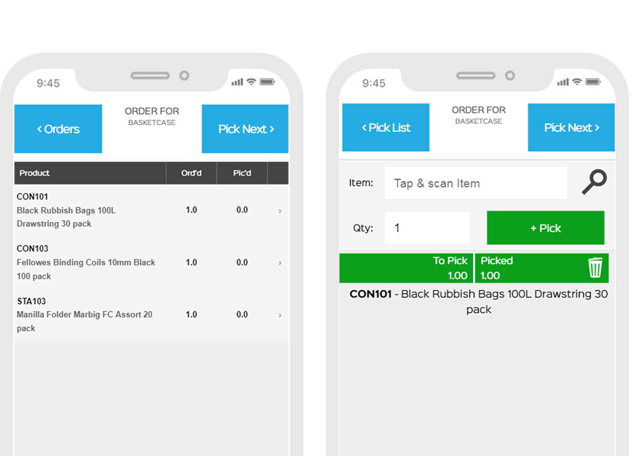  pick sales orders in the EZEMobile app