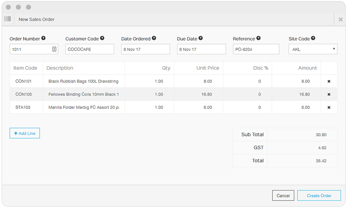  create sales orders on the EZEMobile Dashboard